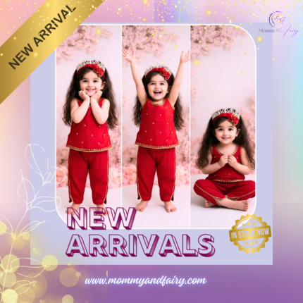 Vibrant Red Kids' Lawn Suit with Traditional Gota Work – 3-Piece Festive Set