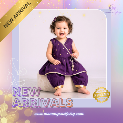 Royal Purple Malai Lawn Angrakha Frock & Tulip Pant Set